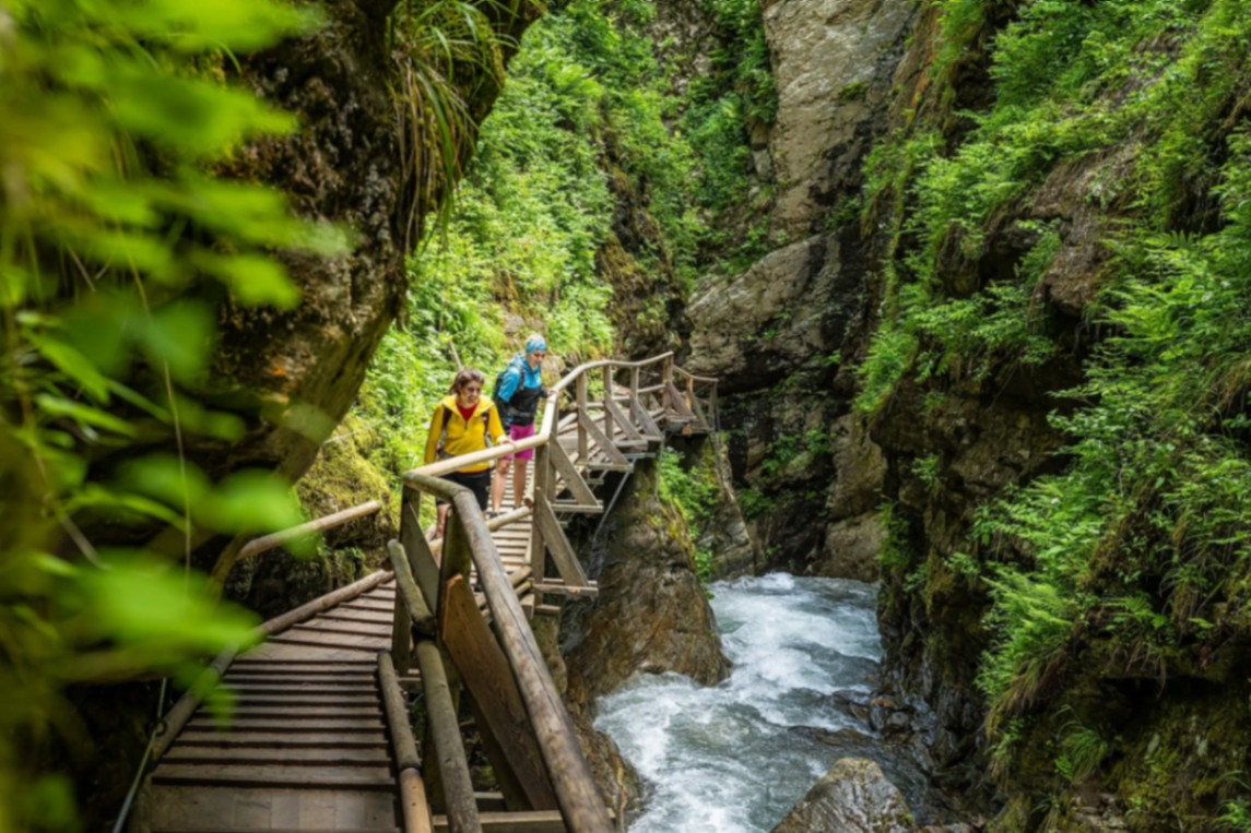 Wanderweg durch die Schlucht am Wasser